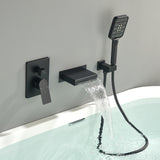 Single Handle Wall Mount Bathtub Faucet with 3 Modes Shower Head & Waterfall Spout