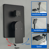 Single Handle Wall Mount Bathtub Faucet with 3 Modes Shower Head & Waterfall Spout