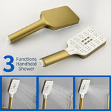 Single Handle Wall Mount Bathtub Faucet with 3 Modes Shower Head & Waterfall Spout