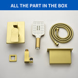 Single Handle Wall Mount Bathtub Faucet with 3 Modes Shower Head & Waterfall Spout