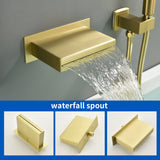Single Handle Wall Mount Bathtub Faucet with 3 Modes Shower Head & Waterfall Spout