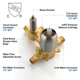 Single Handle Wall Mount Bathtub Faucet with 3 Modes Shower Head & Waterfall Spout