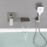 Single Handle Wall Mount Bathtub Faucet with 3 Modes Shower Head & Waterfall Spout