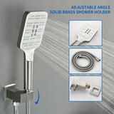 Single Handle Wall Mount Bathtub Faucet with 3 Modes Shower Head & Waterfall Spout