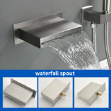 Single Handle Wall Mount Bathtub Faucet with 3 Modes Shower Head & Waterfall Spout