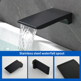 Bath and Shower Faucet Set with Pressure Balance Valve, 8 Inch Rain Shower Head and Waterfall Spout in Matte Black, Brushed Nickel, Brushed Gold Finish