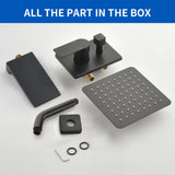 Bath and Shower Faucet Set with Pressure Balance Valve, 8 Inch Rain Shower Head and Waterfall Spout in Matte Black, Brushed Nickel, Brushed Gold Finish