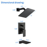 Bath and Shower Faucet Set with Pressure Balance Valve, 8 Inch Rain Shower Head and Waterfall Spout in Matte Black, Brushed Nickel, Brushed Gold Finish