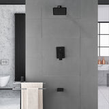 Bath and Shower Faucet Set with Pressure Balance Valve, 8 Inch Rain Shower Head and Waterfall Spout in Matte Black, Brushed Nickel, Brushed Gold Finish