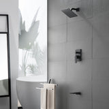 Bath and Shower Faucet Set with Pressure Balance Valve, 8 Inch Rain Shower Head and Waterfall Spout in Matte Black, Brushed Nickel, Brushed Gold Finish