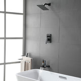 Bath and Shower Faucet Set with Pressure Balance Valve, 8 Inch Rain Shower Head and Waterfall Spout in Matte Black, Brushed Nickel, Brushed Gold Finish