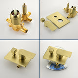 Bath and Shower Faucet Set with Pressure Balance Valve, 8 Inch Rain Shower Head and Waterfall Spout in Matte Black, Brushed Nickel, Brushed Gold Finish