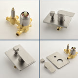 Bath and Shower Faucet Set with Pressure Balance Valve, 8 Inch Rain Shower Head and Waterfall Spout in Matte Black, Brushed Nickel, Brushed Gold Finish