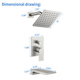 Bath and Shower Faucet Set with Pressure Balance Valve, 8 Inch Rain Shower Head and Waterfall Spout in Matte Black, Brushed Nickel, Brushed Gold Finish