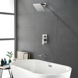 Bath and Shower Faucet Set with Pressure Balance Valve, 8 Inch Rain Shower Head and Waterfall Spout in Matte Black, Brushed Nickel, Brushed Gold Finish