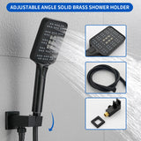 Square 10-inch Rainfall Shower Head Set with 3-Setting Handheld Shower and 4.72-inch Waterfall Spout