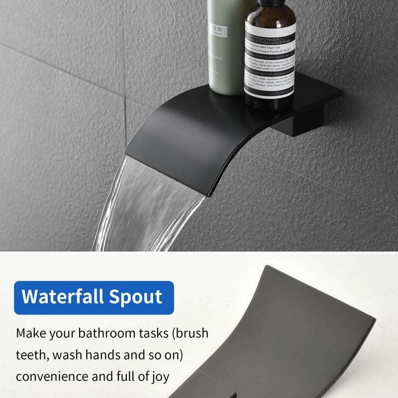 Square 10-inch Rainfall Shower Head Set with 3-Setting Handheld Shower and 4.72-inch Waterfall Spout