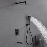 Square 10-inch Rainfall Shower Head Set with 3-Setting Handheld Shower and 4.72-inch Waterfall Spout