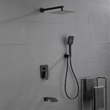 Square 10-inch Rainfall Shower Head Set with 3-Setting Handheld Shower and 4.72-inch Waterfall Spout