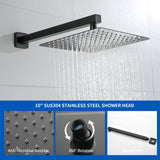 Square 10-inch Rainfall Shower Head Set with 3-Setting Handheld Shower and 4.72-inch Waterfall Spout