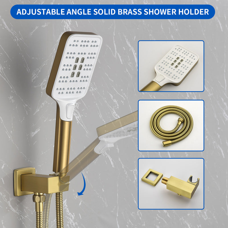 Square 10-inch Rainfall Shower Head Set with 3-Setting Handheld Shower and 4.72-inch Waterfall Spout
