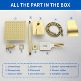 Square 10-inch Rainfall Shower Head Set with 3-Setting Handheld Shower and 4.72-inch Waterfall Spout