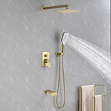 Square 10-inch Rainfall Shower Head Set with 3-Setting Handheld Shower and 4.72-inch Waterfall Spout