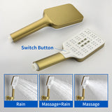 Square 10-inch Rainfall Shower Head Set with 3-Setting Handheld Shower and 4.72-inch Waterfall Spout