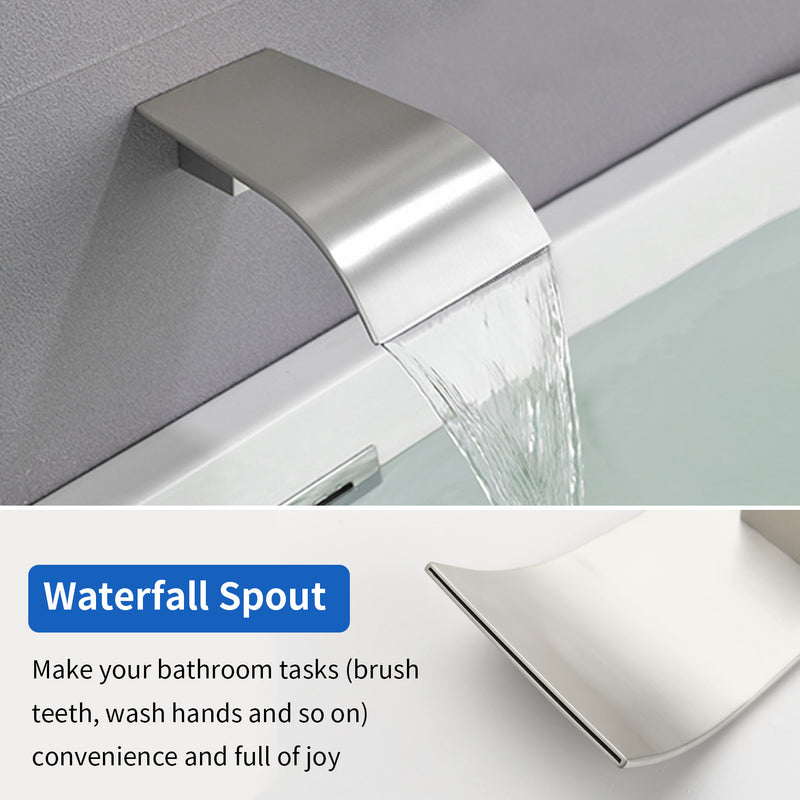 Square 10-inch Rainfall Shower Head Set with 3-Setting Handheld Shower and 4.72-inch Waterfall Spout