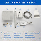 Square 10-inch Rainfall Shower Head Set with 3-Setting Handheld Shower and 4.72-inch Waterfall Spout