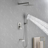 Square 10-inch Rainfall Shower Head Set with 3-Setting Handheld Shower and 4.72-inch Waterfall Spout