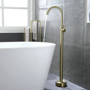 360° Rotation Freestanding Bathtub Faucet One Function Floor Mount Tub Filler in Brushed Gold, Matte Black, Brushed Nickel freestanding-bathtub-faucet-matte-black-floor-mount Brushed Gold / brass / ‎30 x 12.75 x 3.5 inches