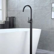 360° Rotation Freestanding Bathtub Faucet One Function Floor Mount Tub Filler in Brushed Gold, Matte Black, Brushed Nickel freestanding-bathtub-faucet-matte-black-floor-mount 