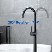 360° Rotation Freestanding Bathtub Faucet One Function Floor Mount Tub Filler in Brushed Gold, Matte Black, Brushed Nickel freestanding-bathtub-faucet-matte-black-floor-mount 