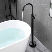 360° Rotation Freestanding Bathtub Faucet One Function Floor Mount Tub Filler in Brushed Gold, Matte Black, Brushed Nickel freestanding-bathtub-faucet-matte-black-floor-mount 