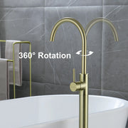 360° Rotation Freestanding Bathtub Faucet One Function Floor Mount Tub Filler in Brushed Gold, Matte Black, Brushed Nickel freestanding-bathtub-faucet-matte-black-floor-mount 