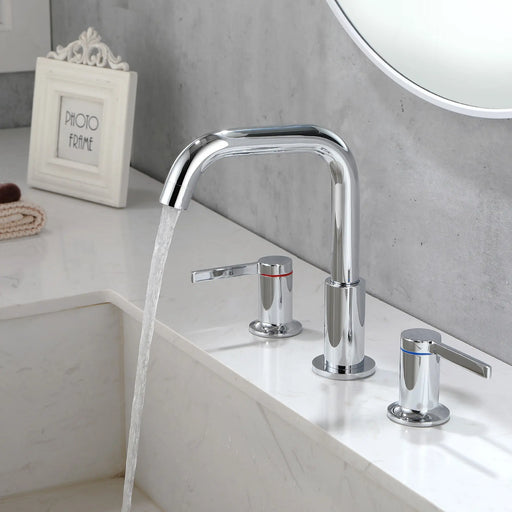 360° rotation Bathroom Faucet  3 Hole 2 Handle Sink Faucet bathroom-faucet-chrome 