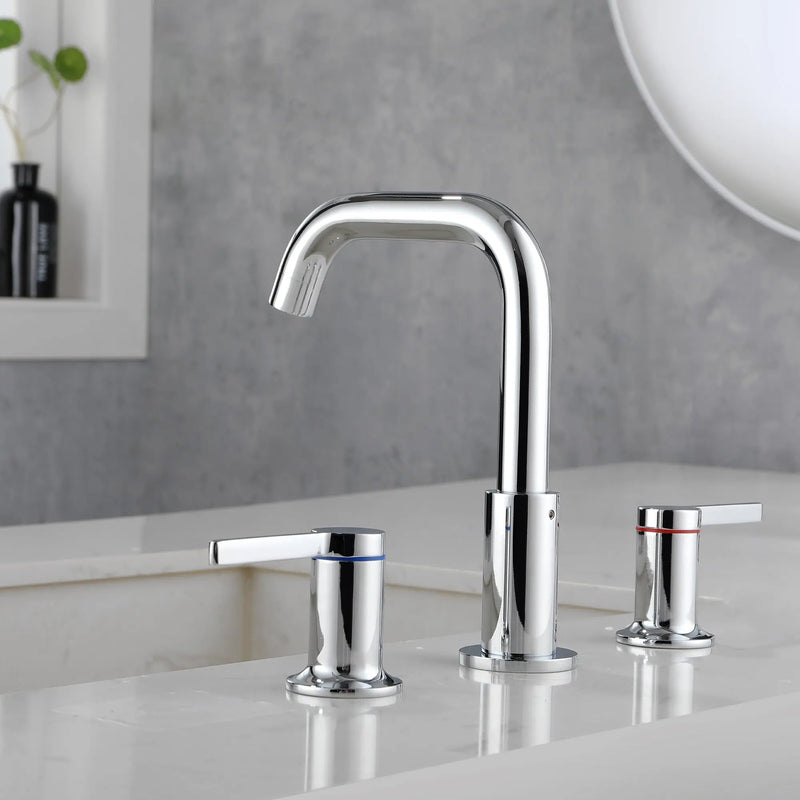 360° rotation Bathroom Faucet  3 Hole 2 Handle Sink Faucet bathroom-faucet-chrome 