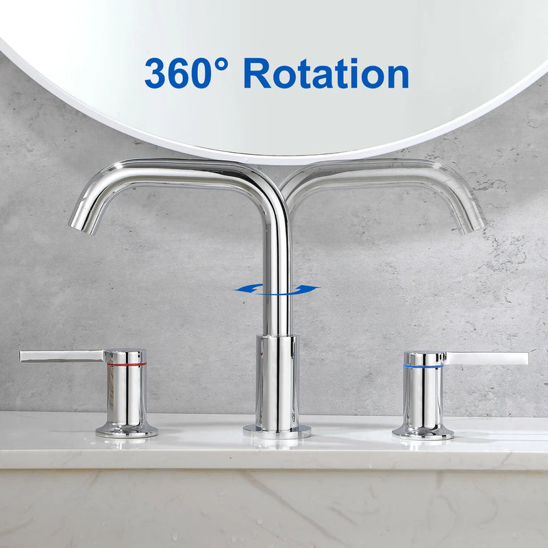 360° rotation Bathroom Faucet  3 Hole 2 Handle Sink Faucet bathroom-faucet-chrome 