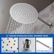 3 Functions Rain Shower Faucet, 12-inch Round Shower Head Set with 7-Spray Shower Head & 180 Degree Swivel Spout shower-faucet-set-with-tub-spout-luxury-tub-shower-faucet-combo-set-with-9-inches-shower-head-and-handheld-shower-bathroom-shower-valve-trim-kit-shower-fixture-2 
