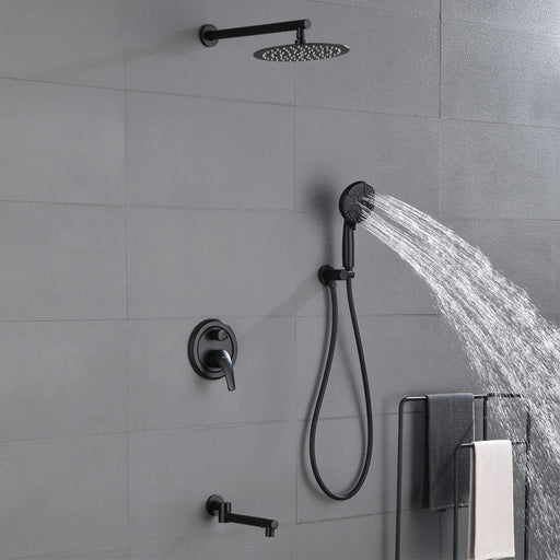 3 Functions Rain Shower Faucet, 12-inch Round Shower Head Set with 7-Spray Shower Head & 180 Degree Swivel Spout shower-faucet-set-with-tub-spout-luxury-tub-shower-faucet-combo-set-with-9-inches-shower-head-and-handheld-shower-bathroom-shower-valve-trim-kit-shower-fixture-2 
