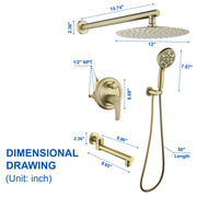 3 Functions Rain Shower Faucet, 12-inch Round Shower Head Set with 7-Spray Shower Head & 180 Degree Swivel Spout shower-faucet-set-with-tub-spout-luxury-tub-shower-faucet-combo-set-with-9-inches-shower-head-and-handheld-shower-bathroom-shower-valve-trim-kit-shower-fixture-2 