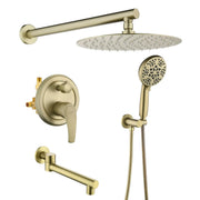 3 Functions Rain Shower Faucet, 12-inch Round Shower Head Set with 7-Spray Shower Head & 180 Degree Swivel Spout shower-faucet-set-with-tub-spout-luxury-tub-shower-faucet-combo-set-with-9-inches-shower-head-and-handheld-shower-bathroom-shower-valve-trim-kit-shower-fixture-2 Brushed gold / Brass & SUS304 & ABS / 17.5*13.4*5.5inches