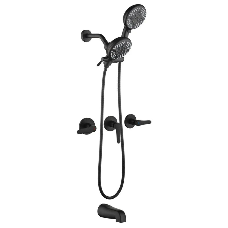 3 Handle Tub Shower Faucet Set Shower System with Tub Spout Bathtub Faucet Set Shower Tub Combo Set Complete Tub and Shower Trim Kit Matte Black matte-black-3-handle-tub-shower-faucet-set-with-tub-spout-and-trim-kit 
