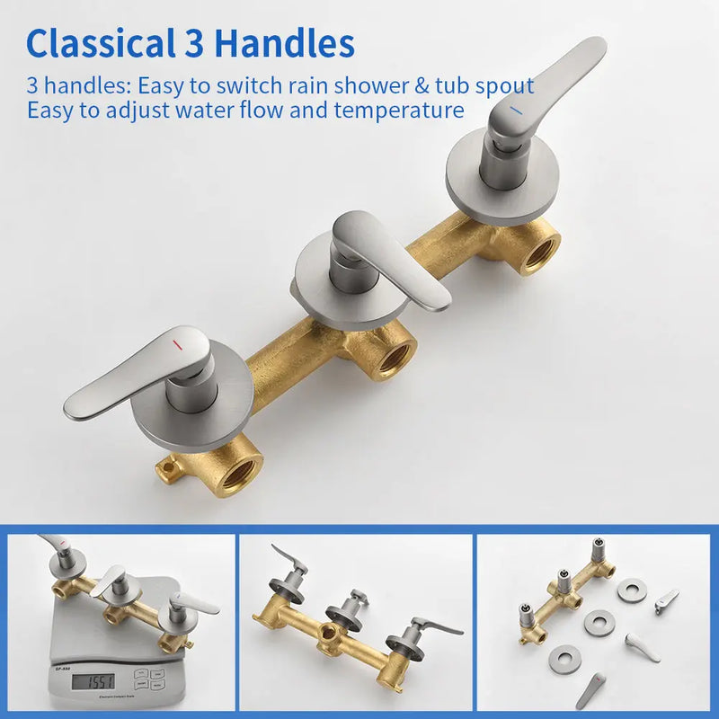 3 Handle Tub Shower Faucet Set Shower System with Tub Spout Bathtub Faucet Set Shower Tub Combo Set Complete Tub and Shower Trim Kit Matte Black matte-black-3-handle-tub-shower-faucet-set-with-tub-spout-and-trim-kit 