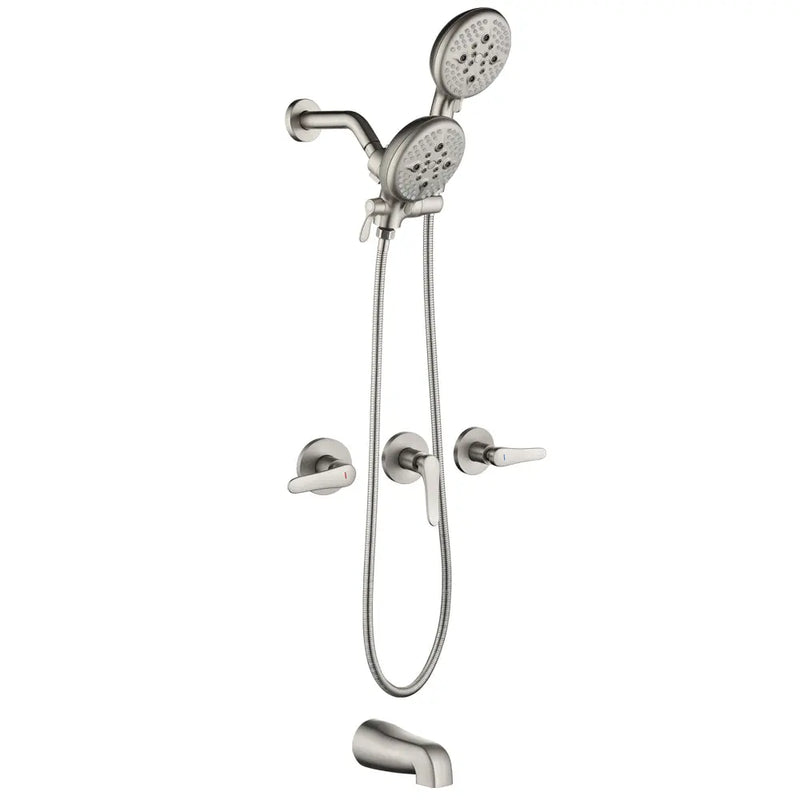 3 Handle Tub Shower Faucet Set Shower System with Tub Spout Bathtub Faucet Set Shower Tub Combo Set Complete Tub and Shower Trim Kit Matte Black matte-black-3-handle-tub-shower-faucet-set-with-tub-spout-and-trim-kit 