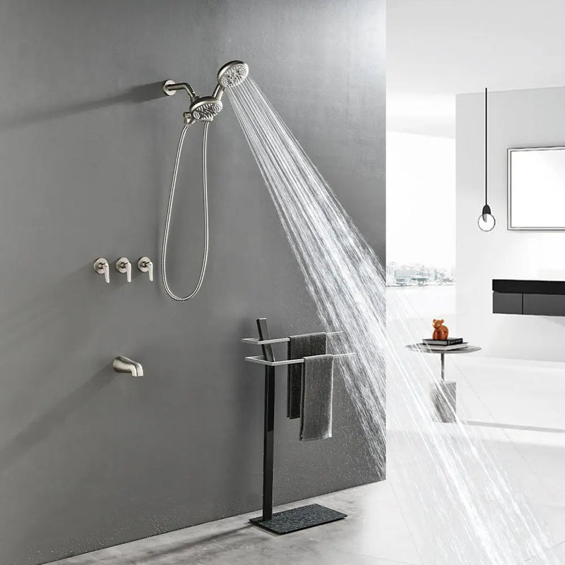 3 Handle Tub Shower Faucet Set Shower System with Tub Spout Bathtub Faucet Set Shower Tub Combo Set Complete Tub and Shower Trim Kit Matte Black matte-black-3-handle-tub-shower-faucet-set-with-tub-spout-and-trim-kit 