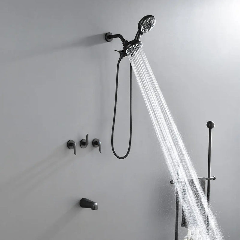 3 Handle Tub Shower Faucet Set Shower System with Tub Spout Bathtub Faucet Set Shower Tub Combo Set Complete Tub and Shower Trim Kit Matte Black matte-black-3-handle-tub-shower-faucet-set-with-tub-spout-and-trim-kit 