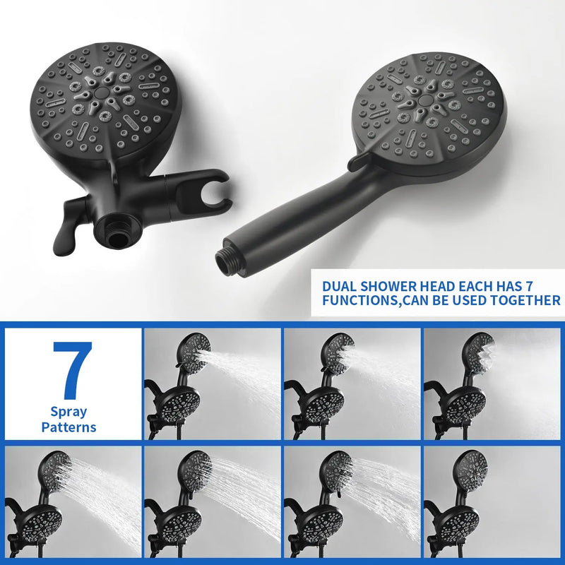 3 Handles 2 in 1 Round Tub Shower Faucet with 7-Spray Dual Shower Heads and Tub Spout 3-handles-2-in-1-round-tub-shower-faucet-with-7-spray-dual-shower-heads-and-tub-spout 