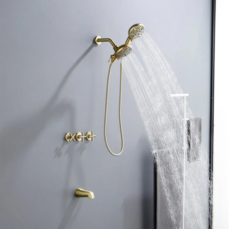 3 Handles 2 in 1 Round Tub Shower Faucet with 7-Spray Dual Shower Heads and Tub Spout 3-handles-2-in-1-round-tub-shower-faucet-with-7-spray-dual-shower-heads-and-tub-spout 